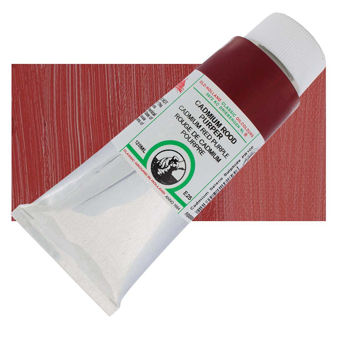 Open in modal - Old Holland Classic Oil Color - Cadmium Red Purple, 125 ml tube and swatch