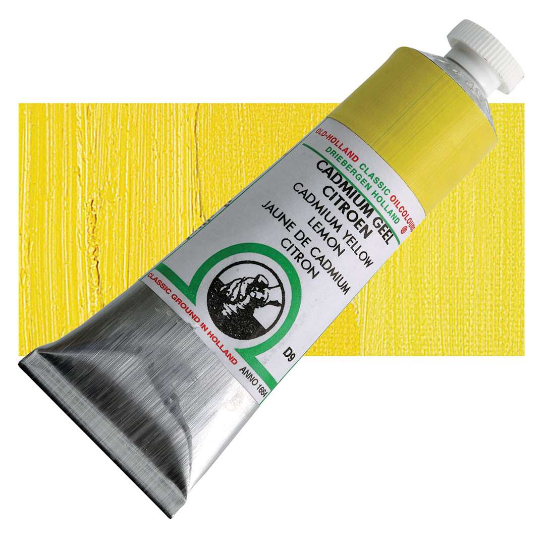 Open in modal - Old Holland Classic Oil Color - Cadmium Yellow Lemon, 40 ml tube and swatch