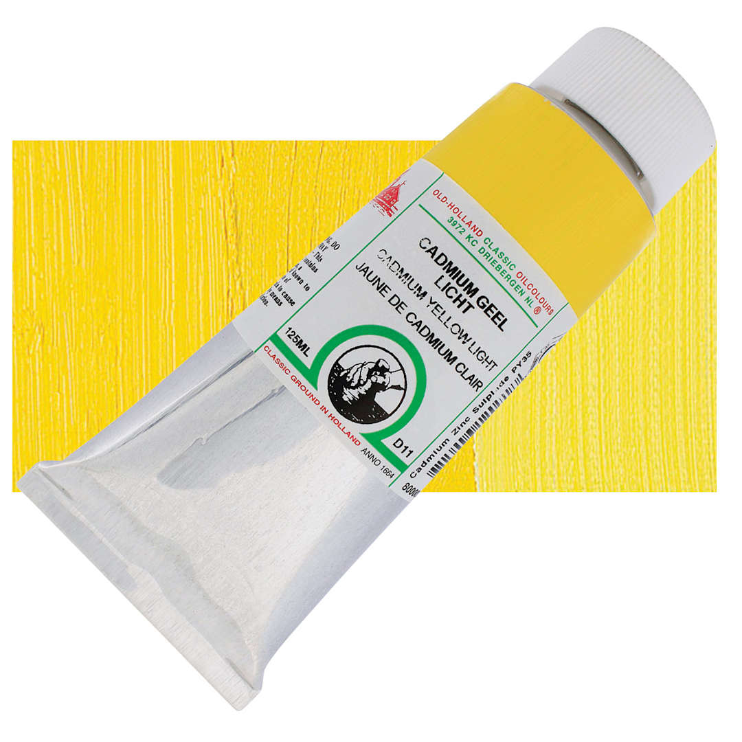 Open in modal - Old Holland Classic Oil Color - Cadmium Yellow Light, 125 ml tube and swatch