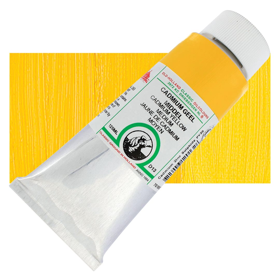 Open in modal - Old Holland Classic Oil Color - Cadmium Yellow Medium, 125 ml tube and swatch