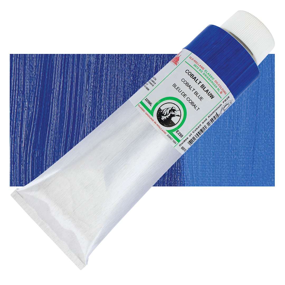 Open in modal - Old Holland Classic Oil Color - Cobalt Blue, 225 ml tube and swatch