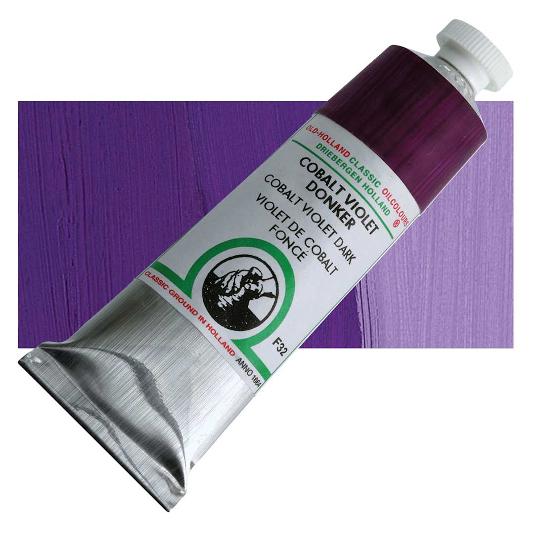 Open in modal - Old Holland Classic Oil Color - Cobalt Violet Dark, 40 ml tube and swatch