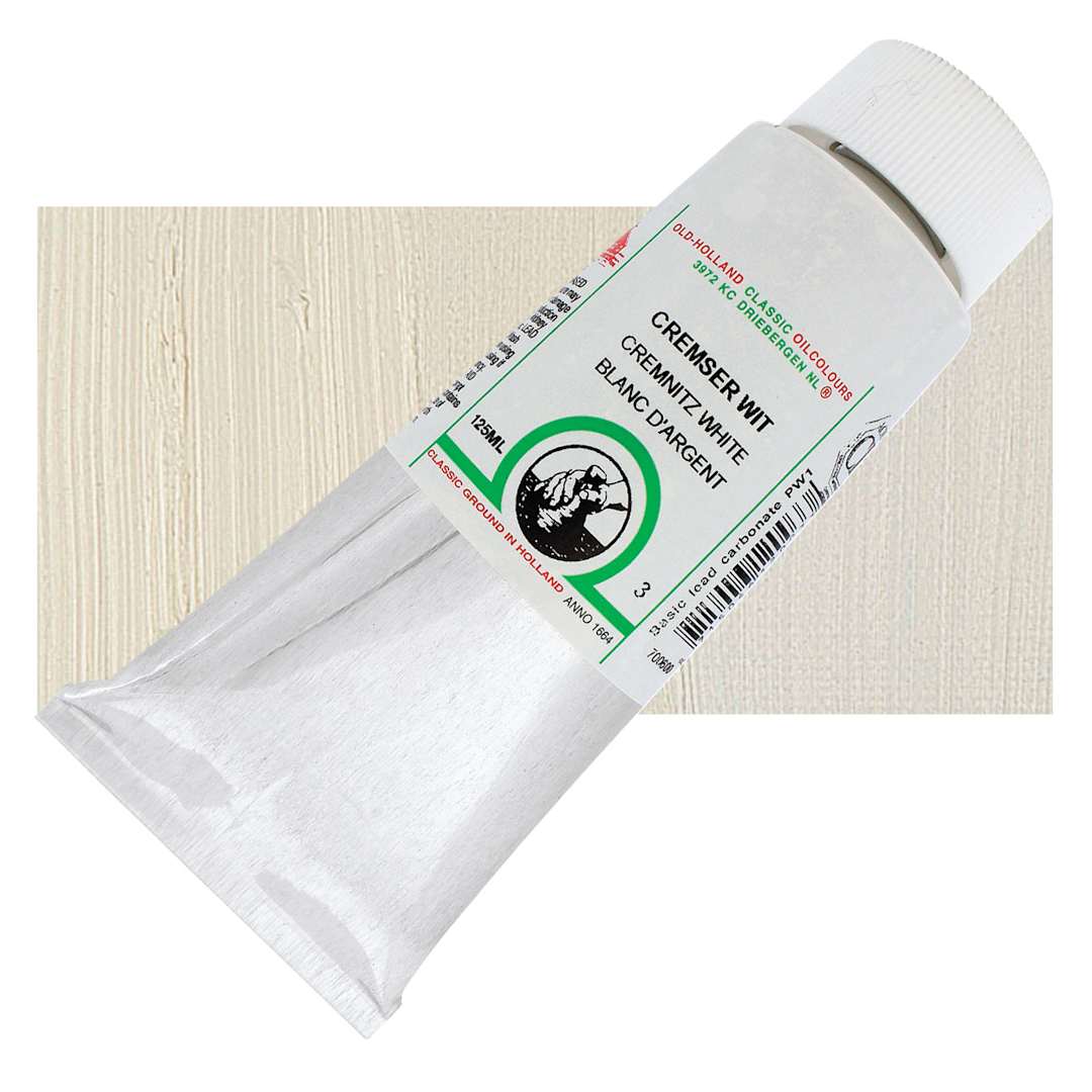 Open in modal - Old Holland Classic Oil Color - Cremnitz White, 125 ml tube and swatch