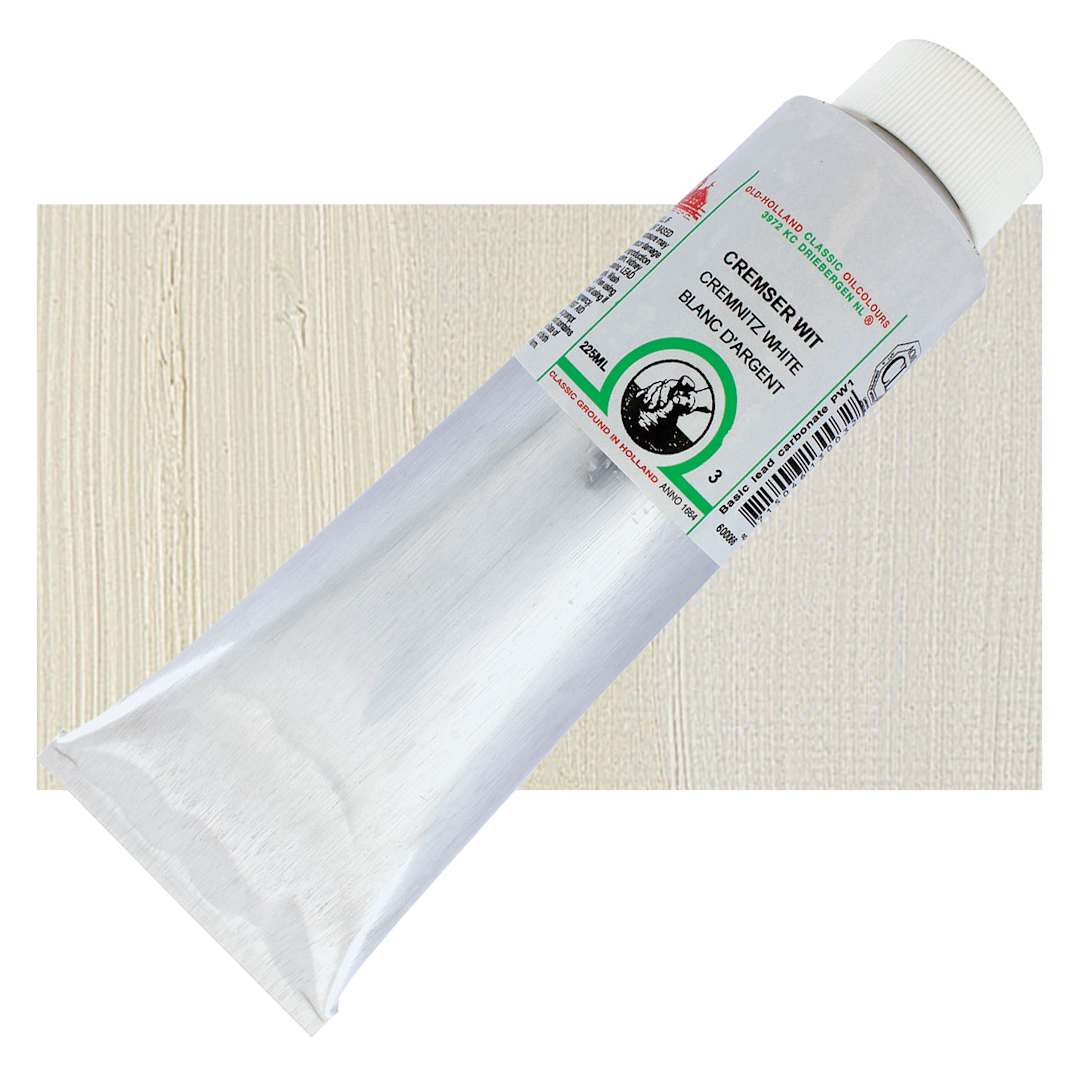 Open in modal - Old Holland Classic Oil Color - Cremnitz White, 225 ml tube and swatch