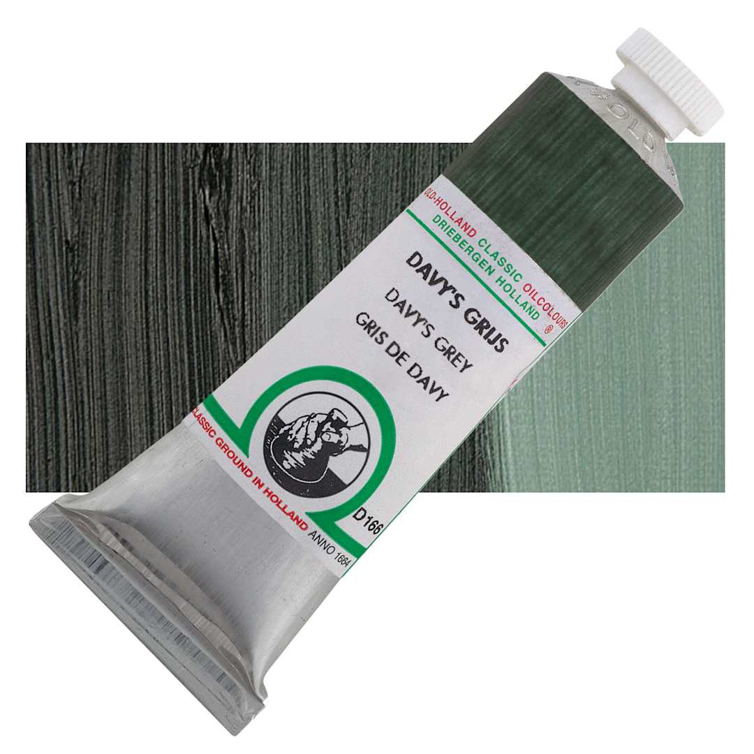 Open in modal - Old Holland Classic Oil Color - Davy's Grey, 40 ml tube and swatch