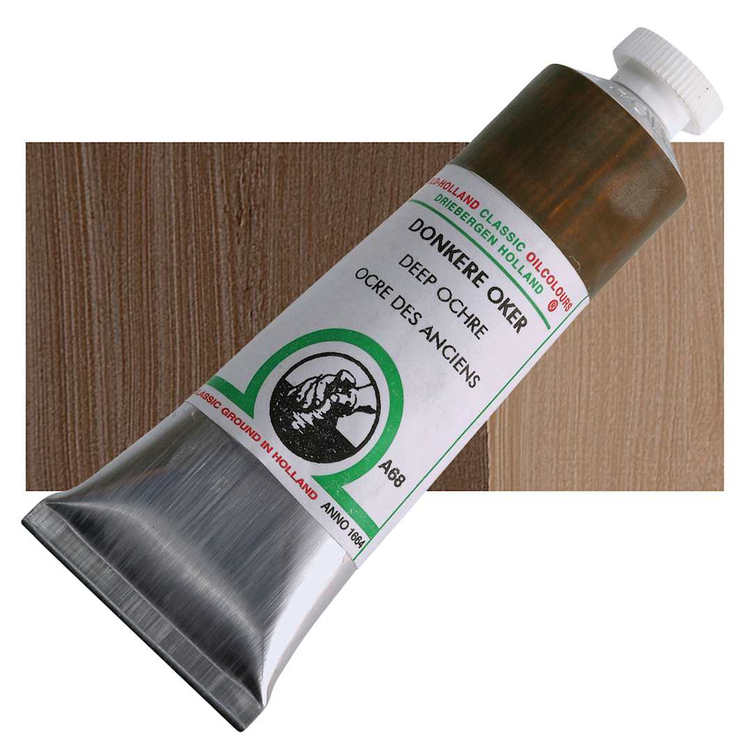 Open in modal - Old Holland Classic Oil Color - Deep Ochre, 40 ml tube and swatch