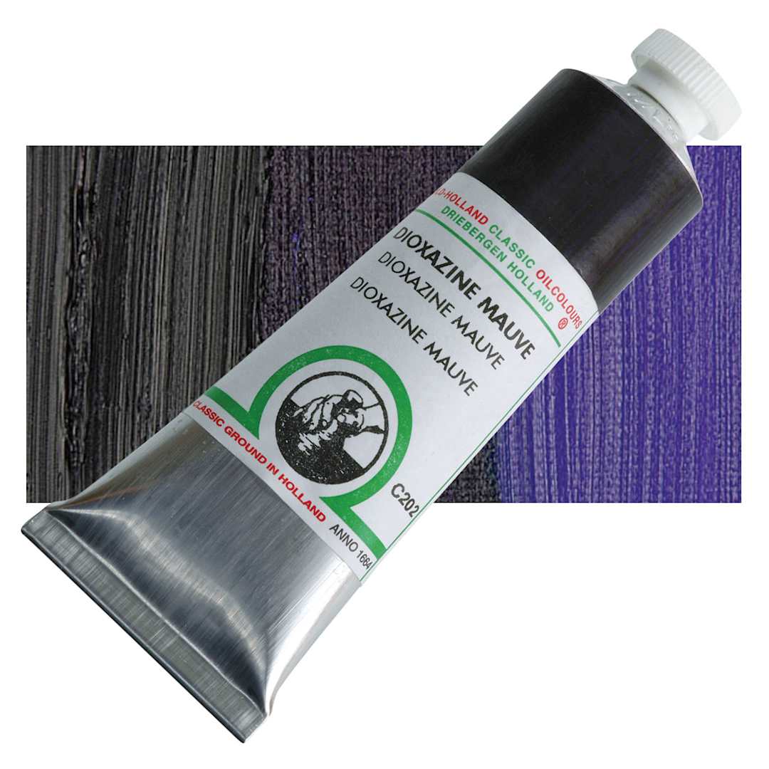 Open in modal - Old Holland Classic Oil Color - Dioxazine Mauve, 40 ml tube and swatch