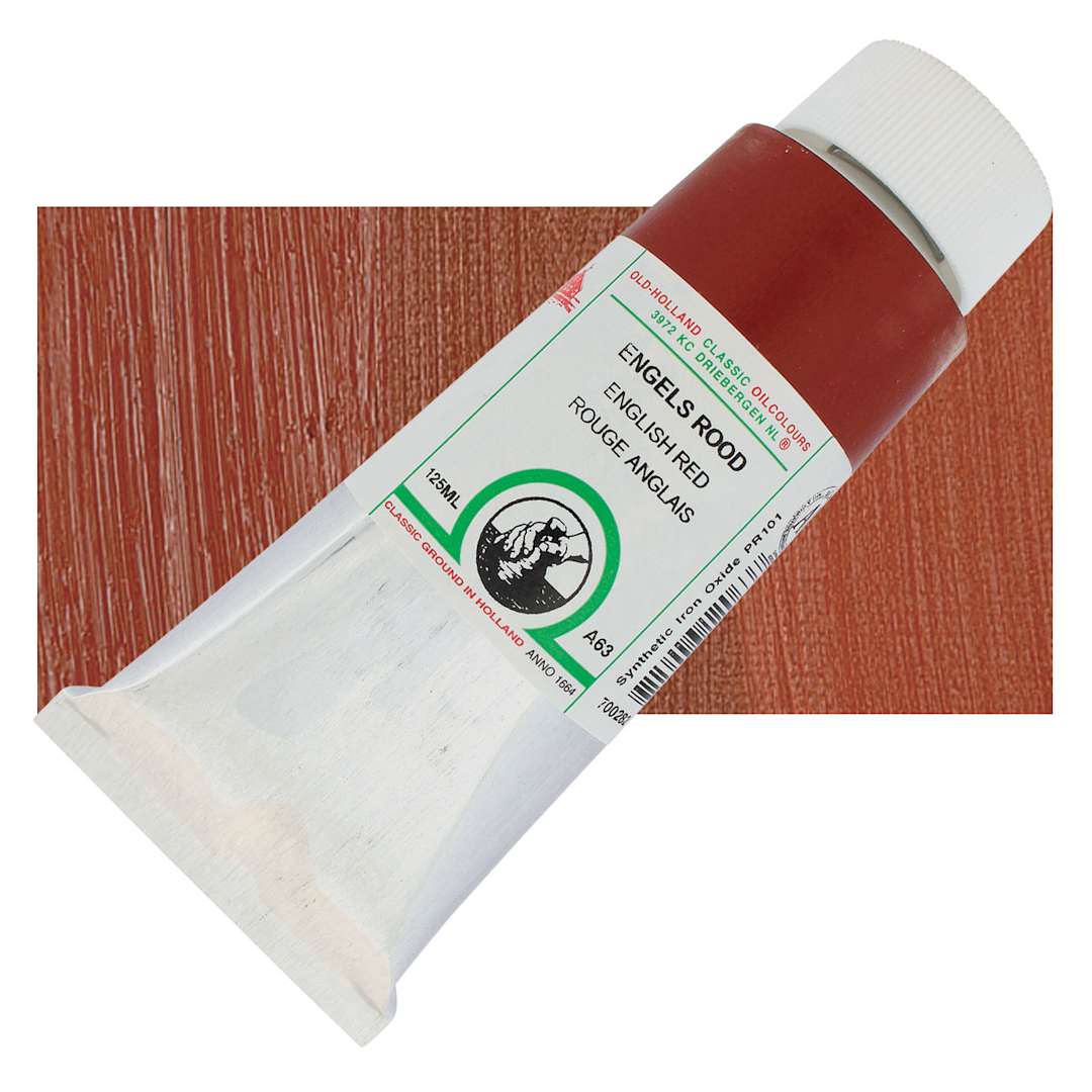 Open in modal - Old Holland Classic Oil Color - English Red, 125 ml tube and swatch