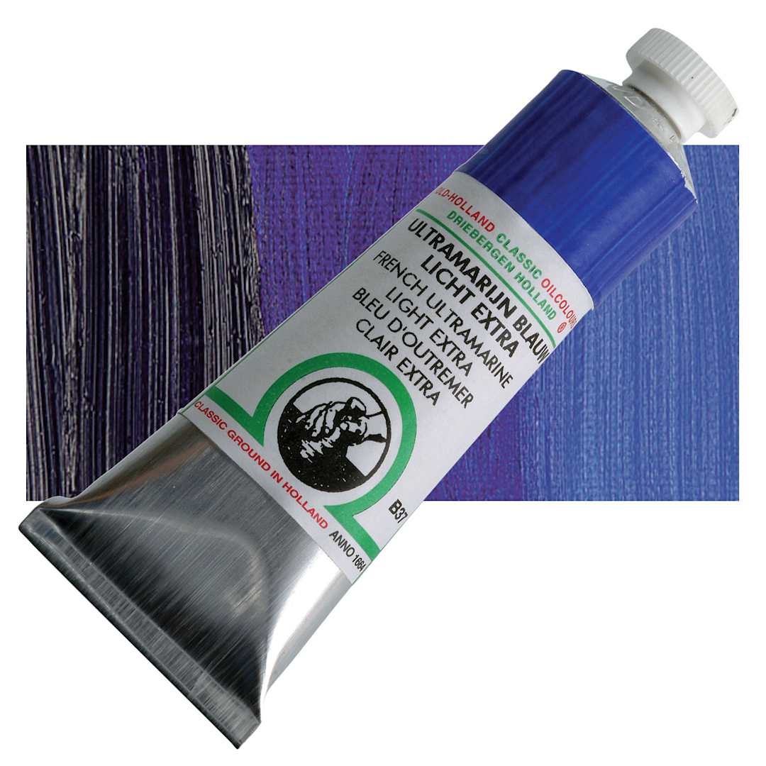 Open in modal - Old Holland Classic Oil Color - French Ultramarine Light Extra, 40 ml tube and swatch