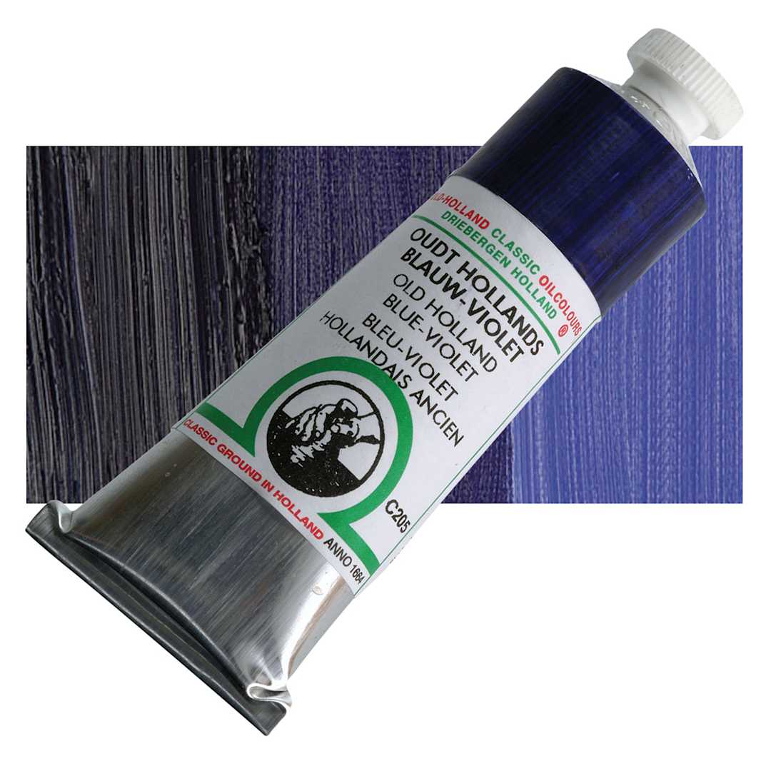 Open in modal - Old Holland Classic Oil Color - Old Holland Blue Violet, 40 ml tube and swatch
