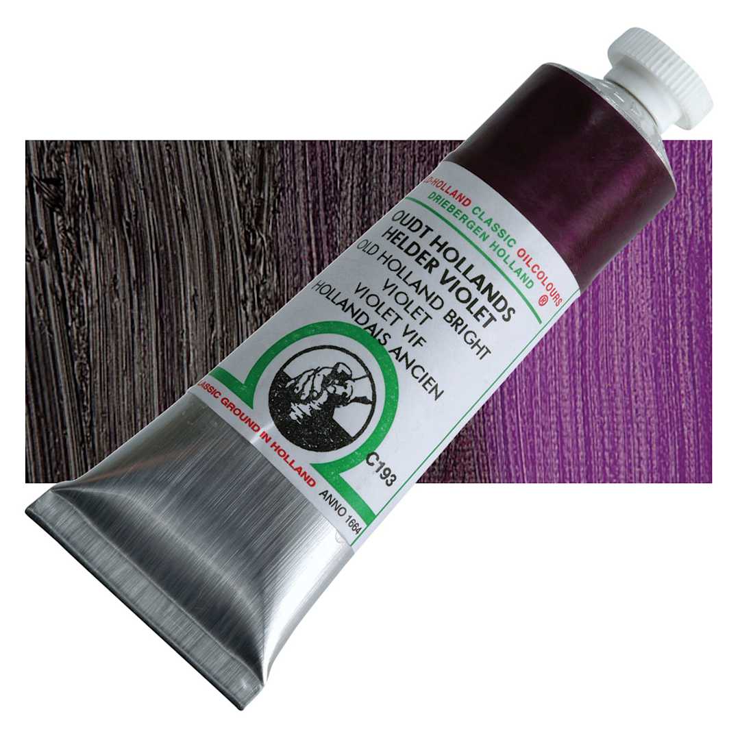 Open in modal - Old Holland Classic Oil Color - Old Holland Bright Violet, 40 ml tube and swatch