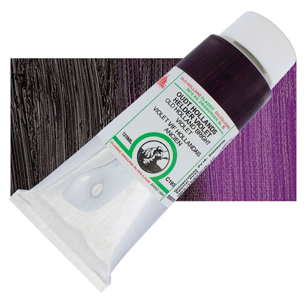 Open in modal - Old Holland Classic Oil Color - Old Holland Bright Violet, 125 ml tube and swatch