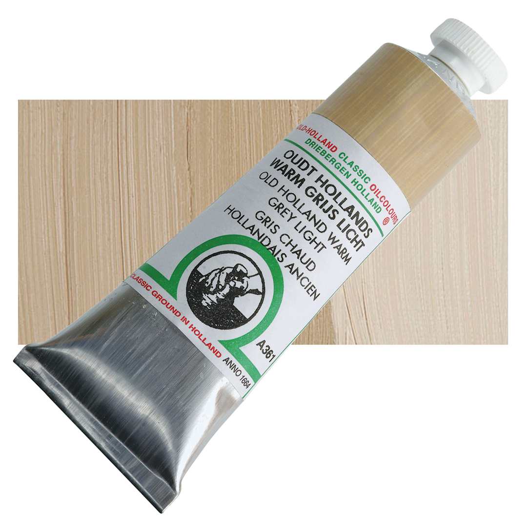 Open in modal - Old Holland Classic Oil Color - Old Holland Warm Grey Light, 40 ml tube and swatch