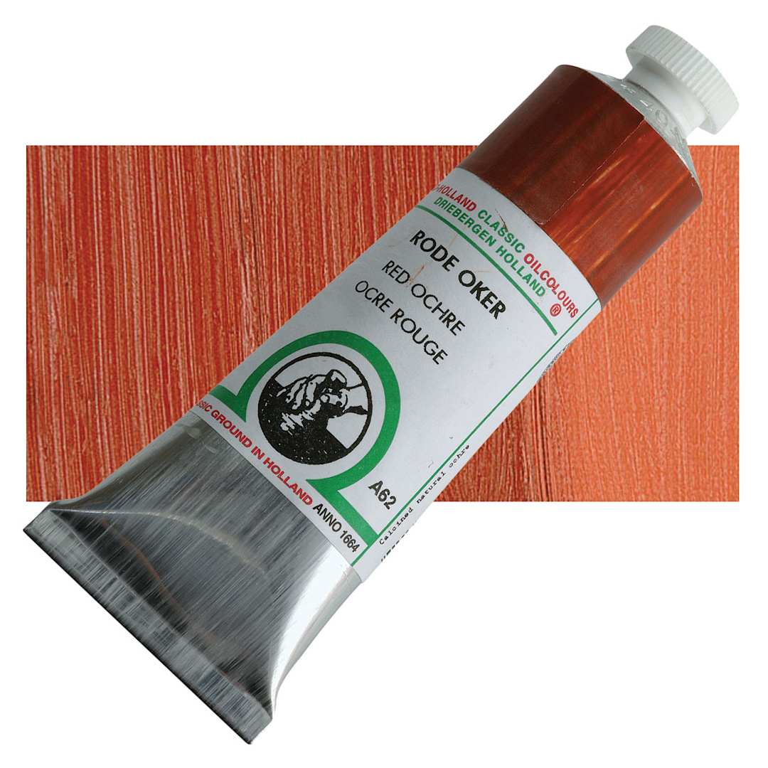 Open in modal - Old Holland Classic Oil Color - Red Ochre, 40 ml tube and swatch