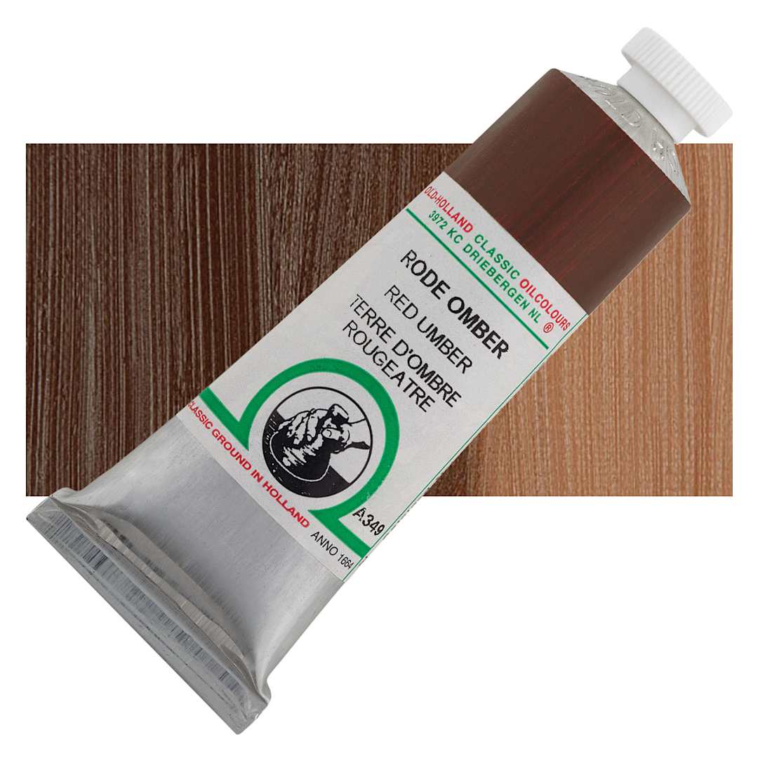 Open in modal - Old Holland Classic Oil Color - Red Umber, 40 ml tube and swatch