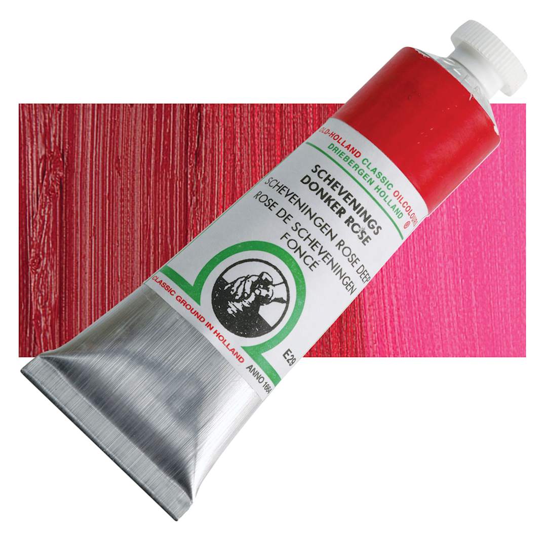 Open in modal - Old Holland Classic Oil Color - Scheveningen Rose Deep, 40 ml tube and swatch