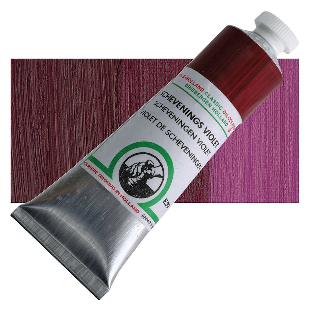 Open in modal - Old Holland Classic Oil Color - Scheveningen Violet, 40 ml tube and swatch