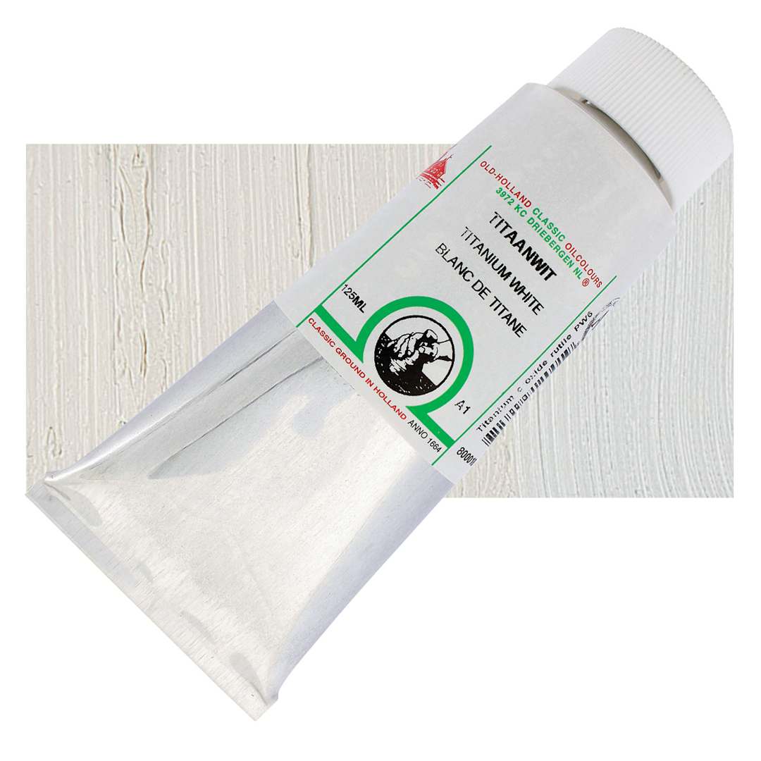 Open in modal - Old Holland Classic Oil Color - Titanium White, 125 ml tube and swatch