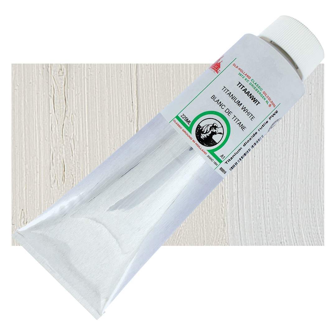 Open in modal - Old Holland Classic Oil Color - Titanium White, 225 ml tube and swatch