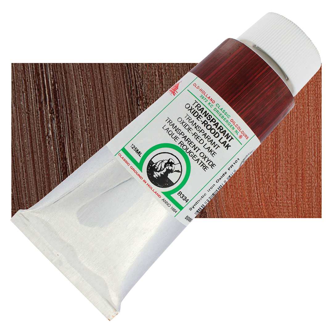 Open in modal - Old Holland Classic Oil Color - Transparent Oxide Red Lake, 125 ml tube and swatch