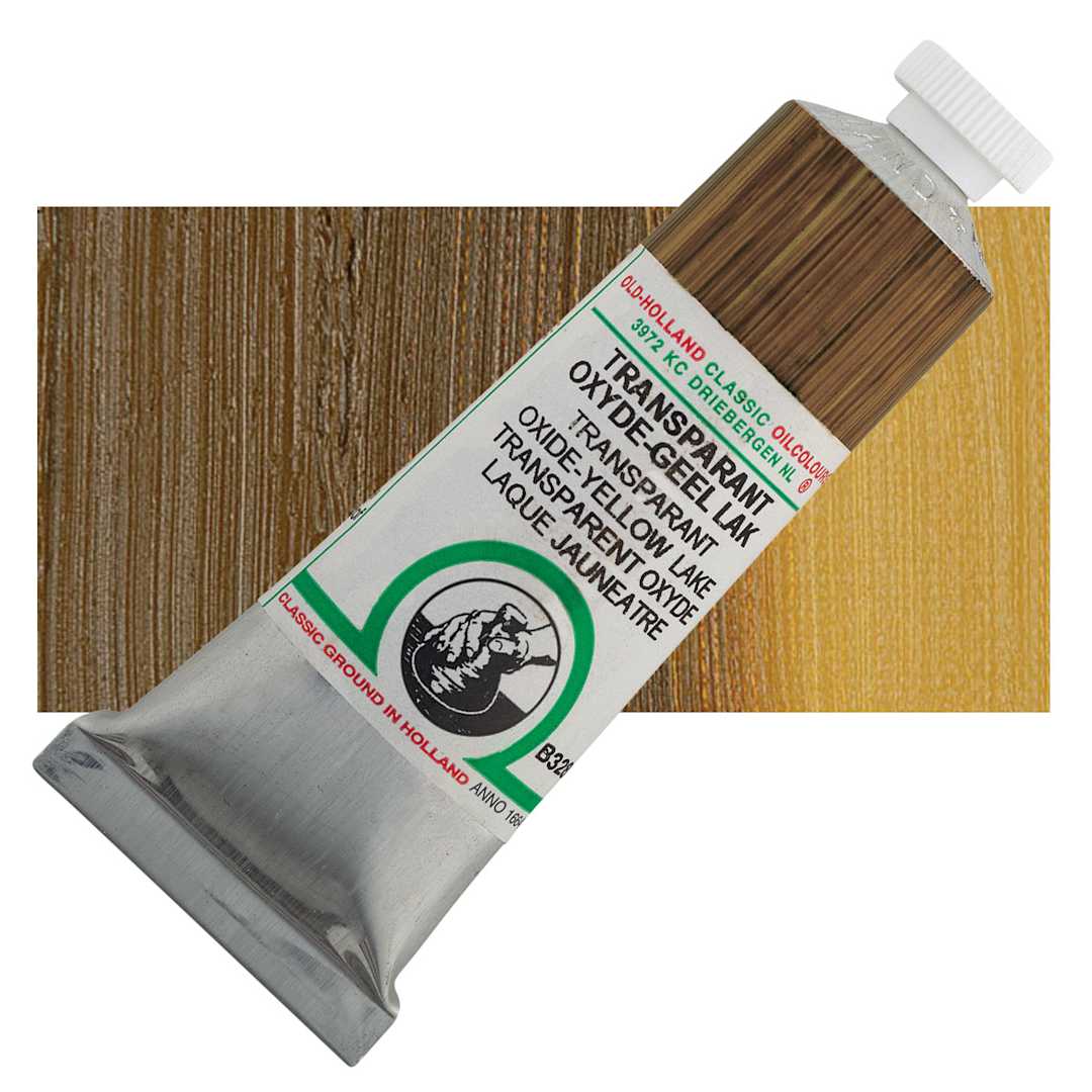 Open in modal - Old Holland Classic Oil Color - Transparent Oxide Yellow Lake, 40 ml tube and swatch