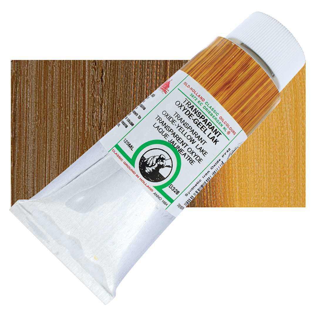 Open in modal - Old Holland Classic Oil Color - Transparent Oxide Yellow Lake, 125 ml tube and swatch