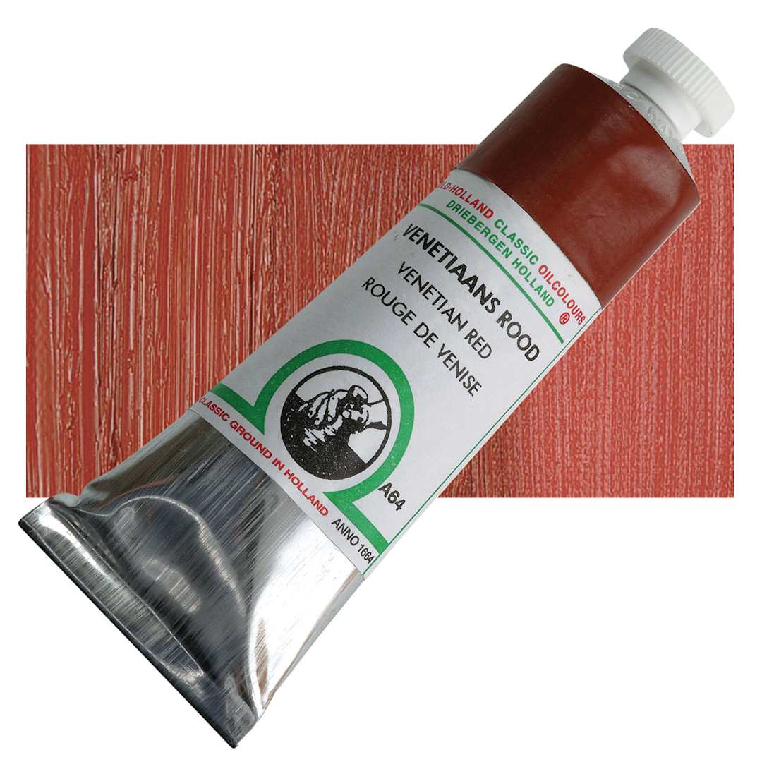Open in modal - Old Holland Classic Oil Color - Venetian Red, 40 ml tube and swatch