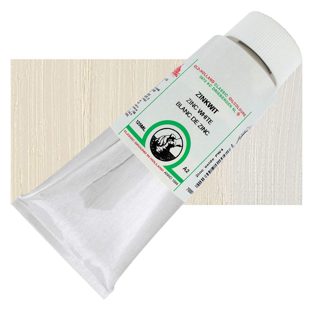 Open in modal - Old Holland Classic Oil Color - Zinc White, 125 ml tube and swatch