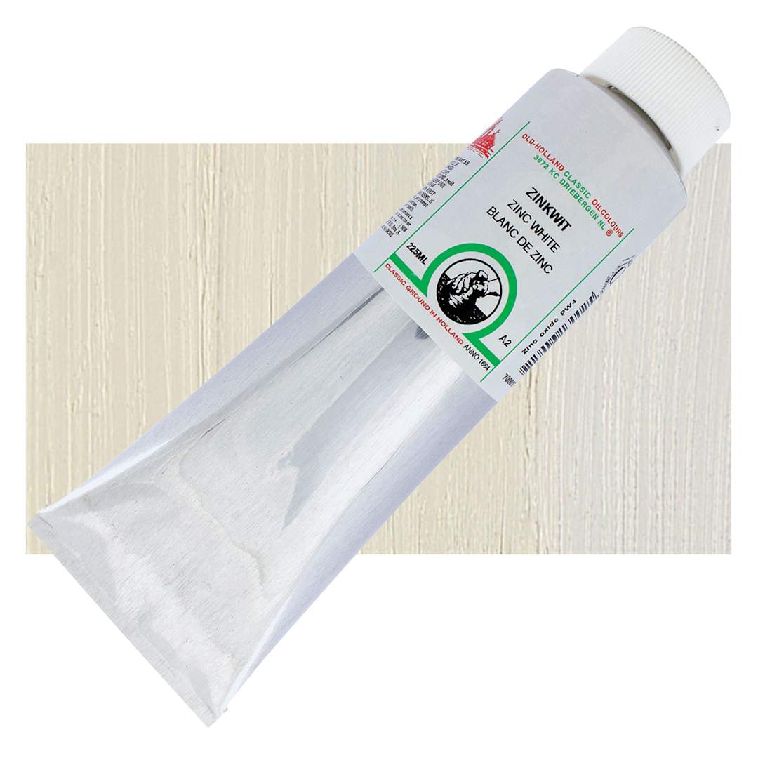 Open in modal - Old Holland Classic Oil Color - Zinc White, 225 ml tube and swatch
