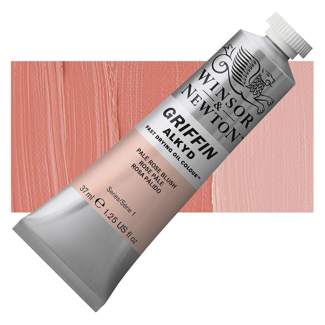 Open in modal - Winsor & Newton Griffin Alkyd - Pale Rose Blush, 37 ml tube and swatch