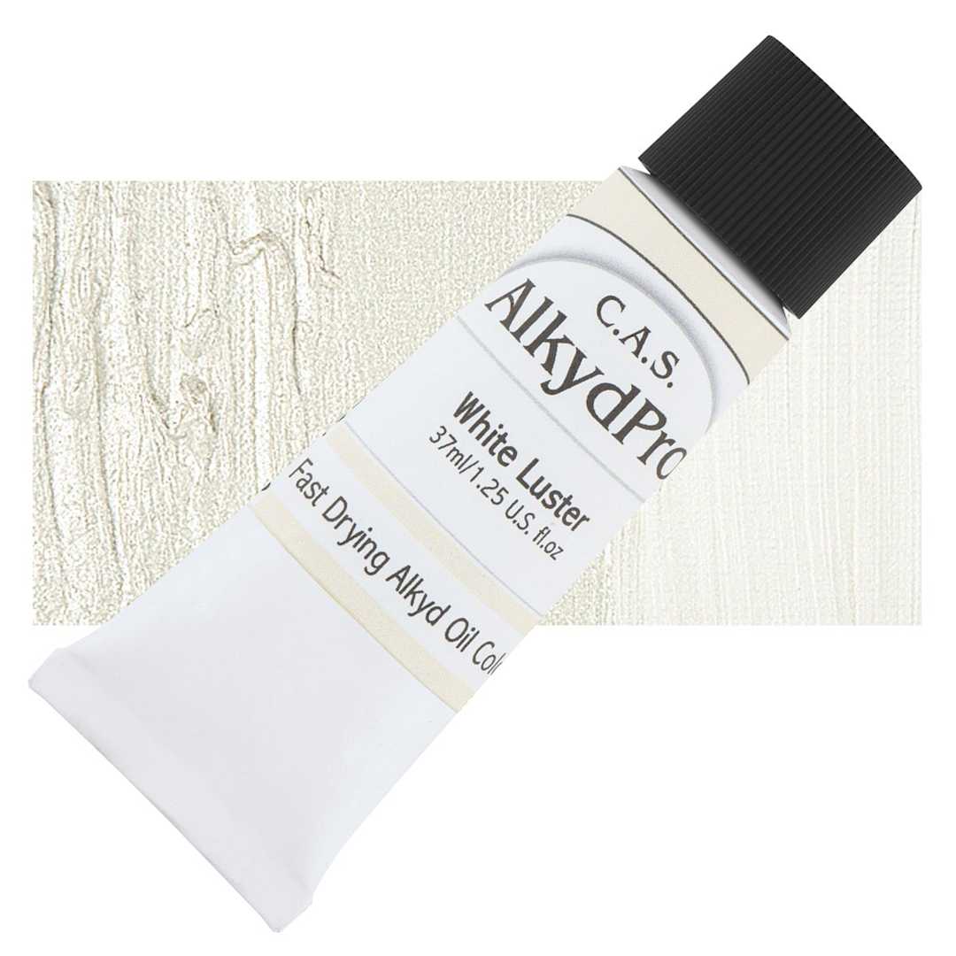 Open in modal - CAS AlkydPro Fast-Drying Alkyd Oil Color - Luster White, 37 ml tube and swatch
