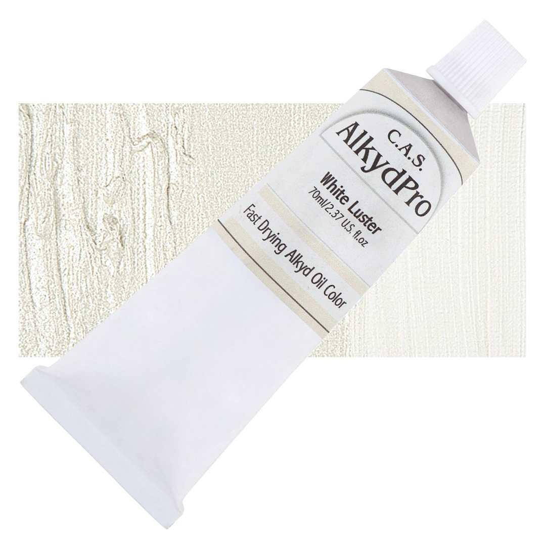 Open in modal - CAS AlkydPro Fast-Drying Alkyd Oil Color - Luster White, 70 ml tube and swatch