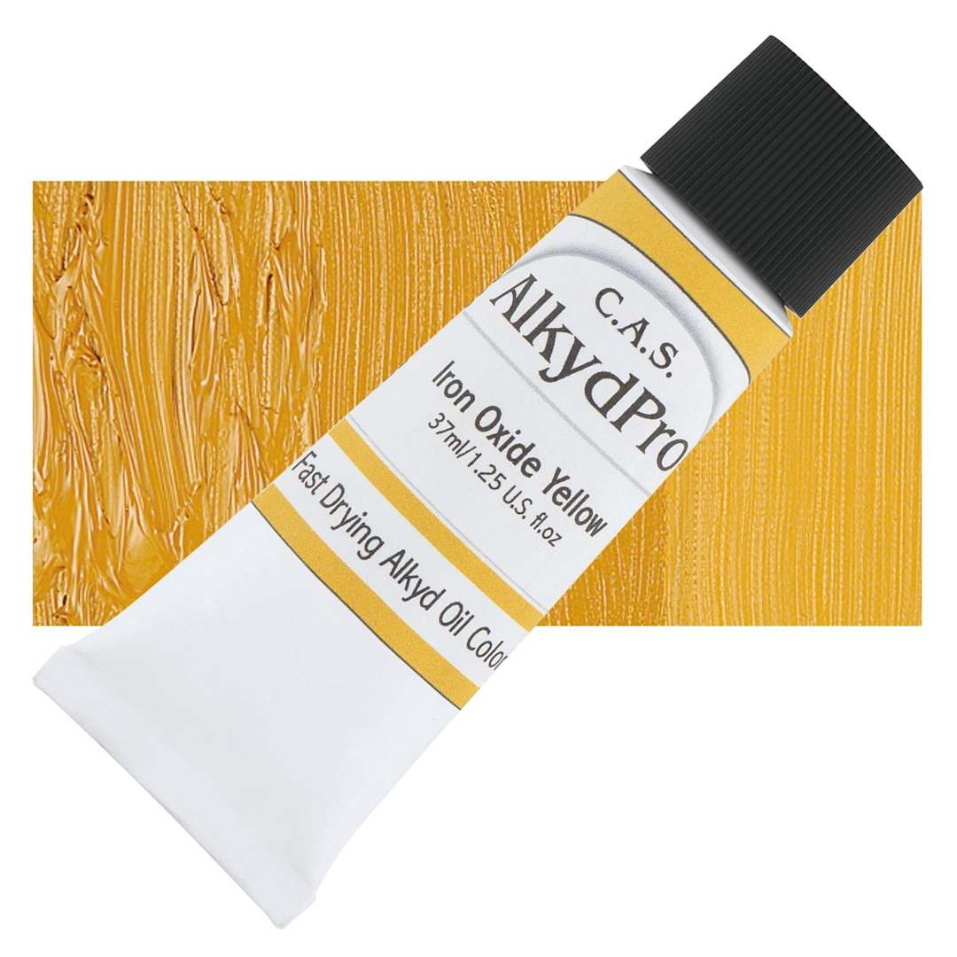 Open in modal - CAS AlkydPro Fast-Drying Alkyd Oil Color - Iron Oxide Yellow, 37 ml tube and swatch