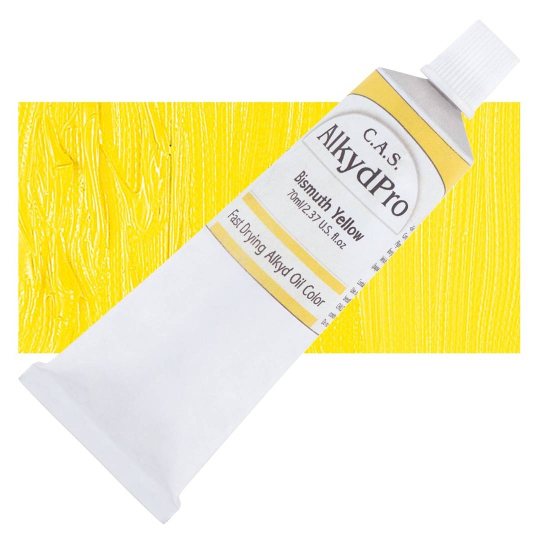 Open in modal - CAS AlkydPro Fast-Drying Alkyd Oil Color - Bismuth Yellow, 70 ml tube and swatch