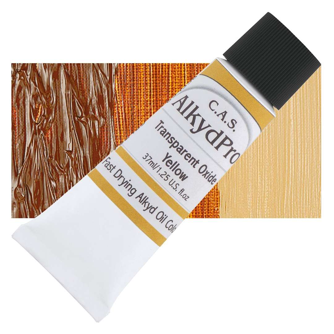 Open in modal - CAS AlkydPro Fast-Drying Alkyd Oil Color - Transparent Yellow Oxide, 37 ml tube and swatch