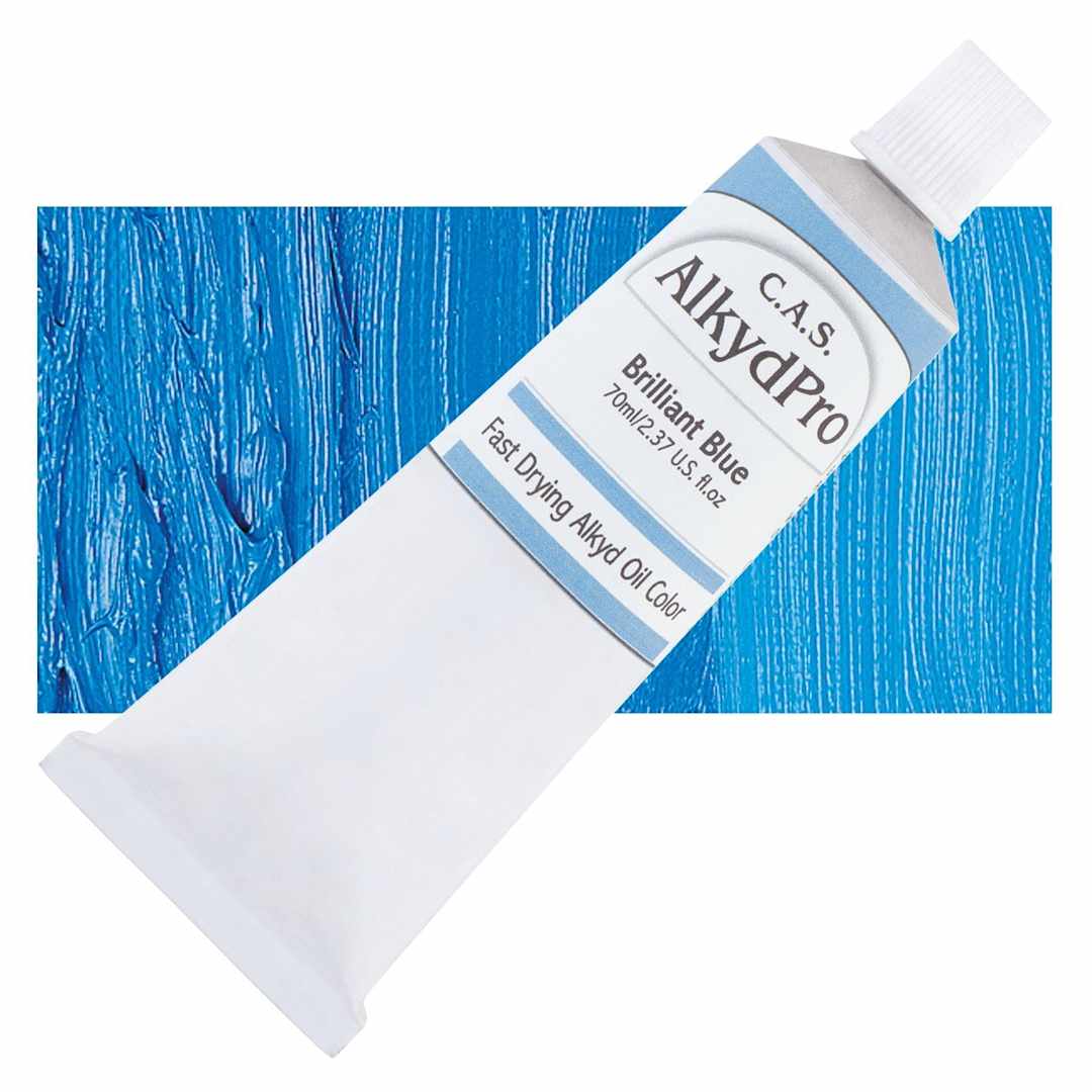 Open in modal - CAS AlkydPro Fast-Drying Alkyd Oil Color - Brilliant Blue, 70 ml tube and swatch
