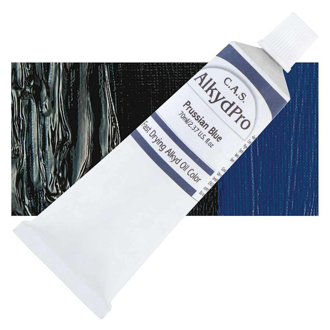 Open in modal - CAS AlkydPro Fast-Drying Alkyd Oil Color - Prussian Blue, 70 ml tube and swatch