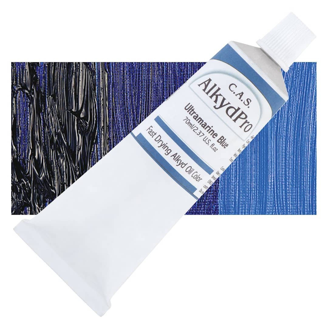 Open in modal - CAS AlkydPro Fast-Drying Alkyd Oil Color - Ultramarine Blue, 70 ml tube and swatch