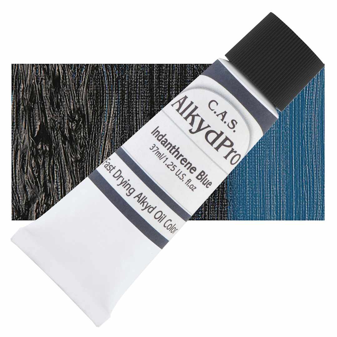 Open in modal - CAS AlkydPro Fast-Drying Alkyd Oil Color - Indanthrene Blue, 37 ml tube and swatch