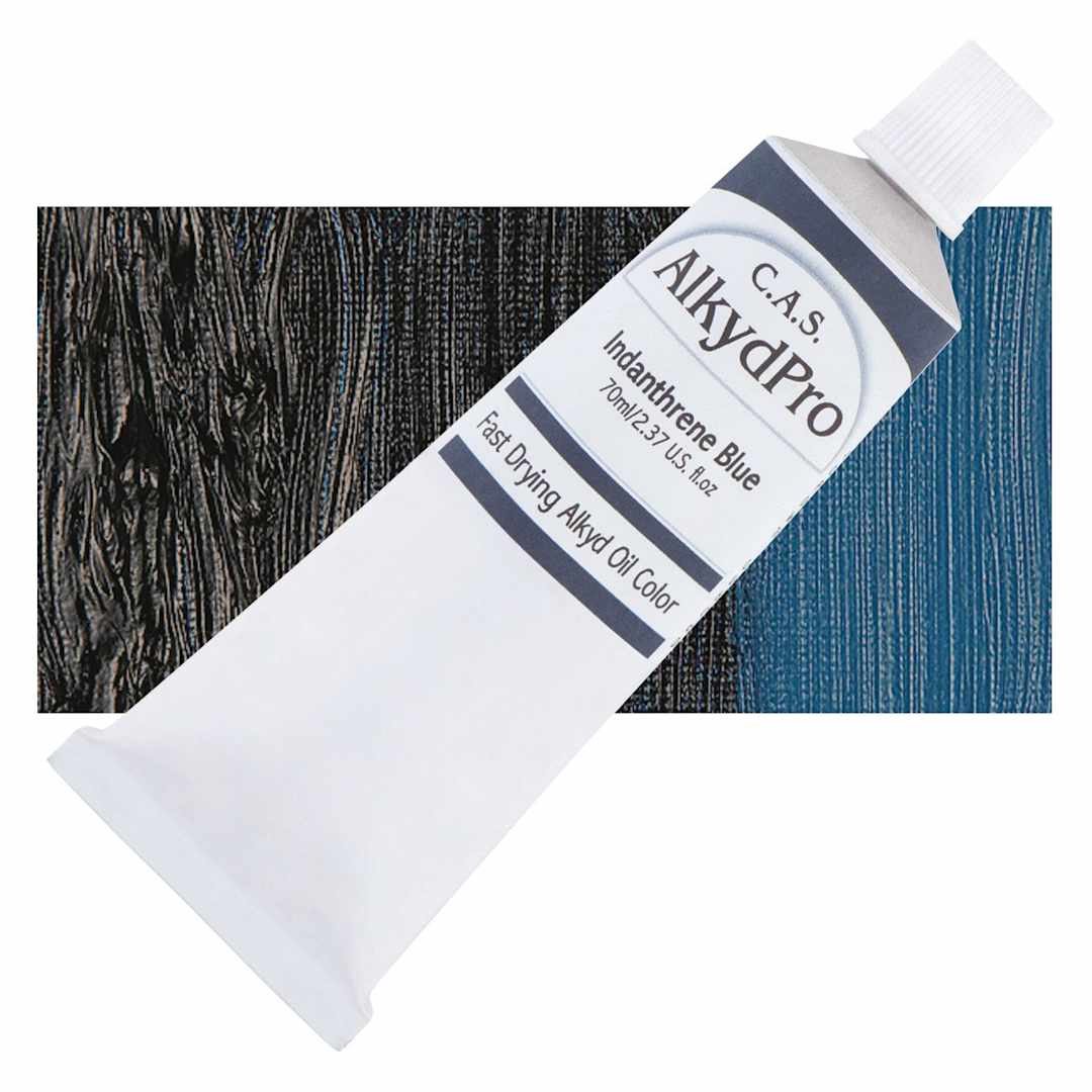 Open in modal - CAS AlkydPro Fast-Drying Alkyd Oil Color - Indanthrene Blue, 70 ml tube and swatch
