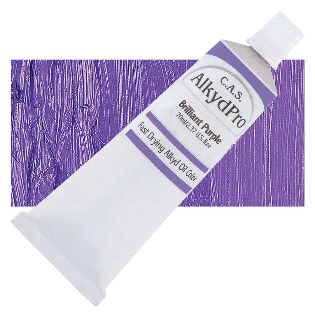 Open in modal - CAS AlkydPro Fast-Drying Alkyd Oil Color - Brilliant Purple, 70 ml tube and swatch
