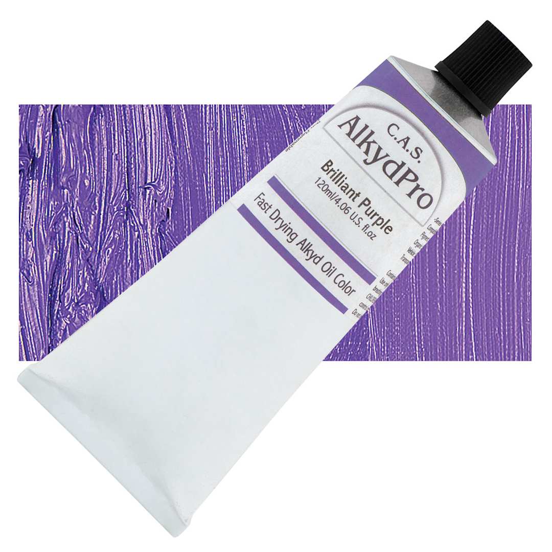 Open in modal - CAS AlkydPro Fast-Drying Alkyd Oil Color - Brilliant Purple, 120 ml tube and swatch