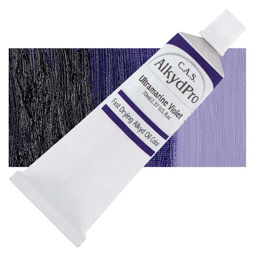 Open in modal - CAS AlkydPro Fast-Drying Alkyd Oil Color - Ultramarine Violet, 70 ml tube and swatch