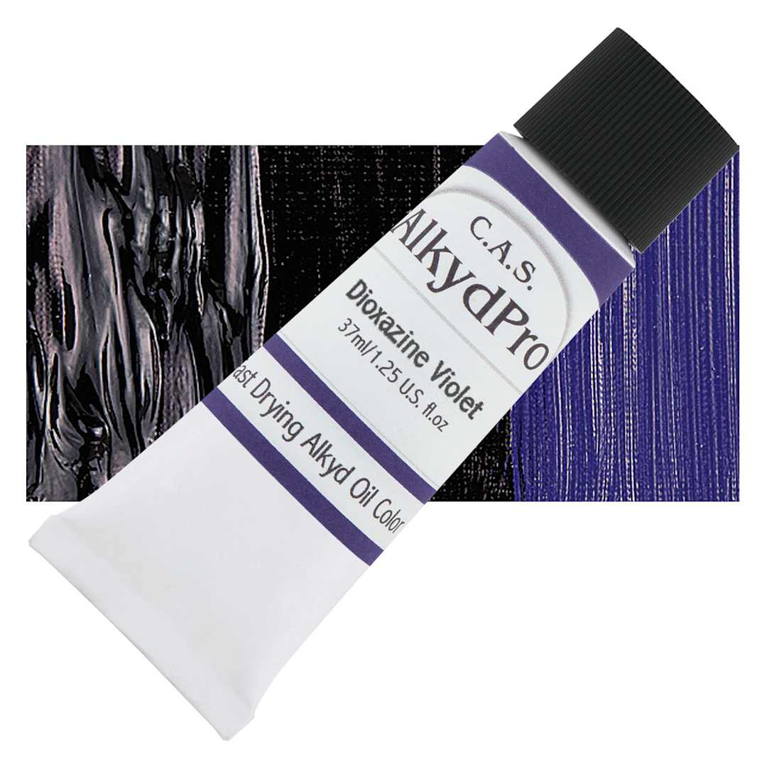 Open in modal - CAS AlkydPro Fast-Drying Alkyd Oil Color - Dioxazine Violet, 37 ml tube and swatch