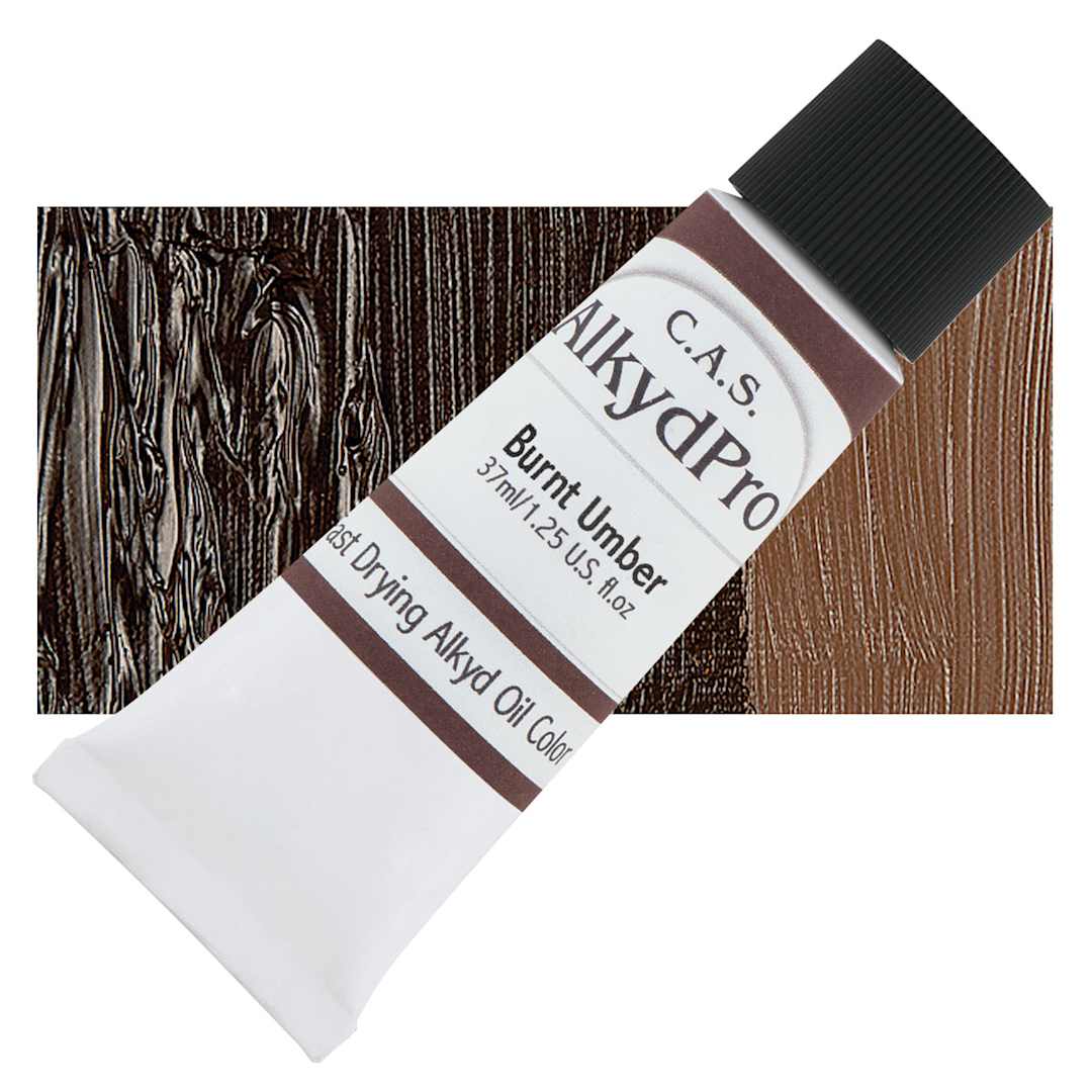 Open in modal - CAS AlkydPro Fast-Drying Alkyd Oil Color - Burnt Umber, 37 ml tube and swatch