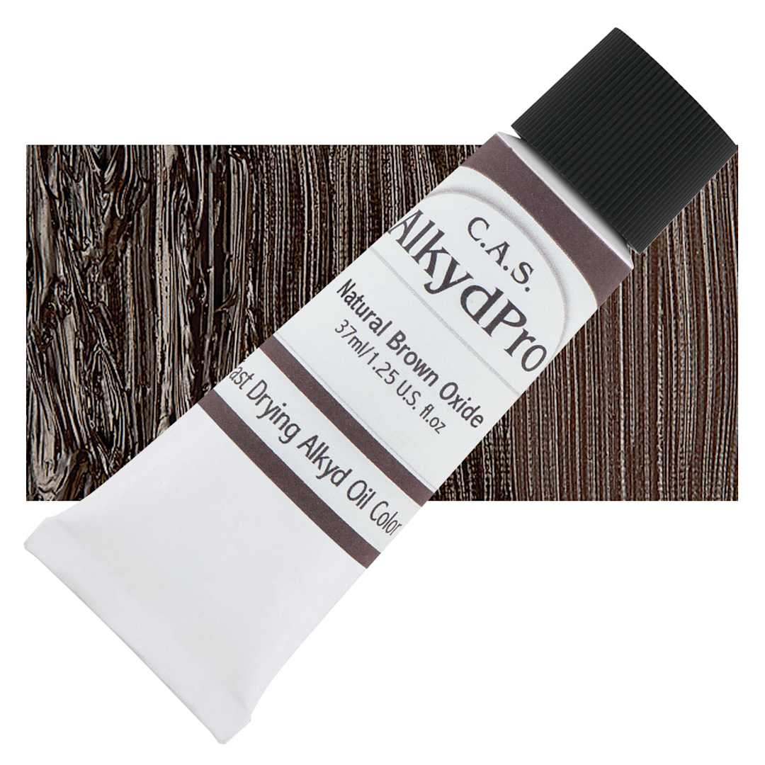 Open in modal - CAS AlkydPro Fast-Drying Alkyd Oil Color - Natural brown Oxide, 37 ml tube and swatch