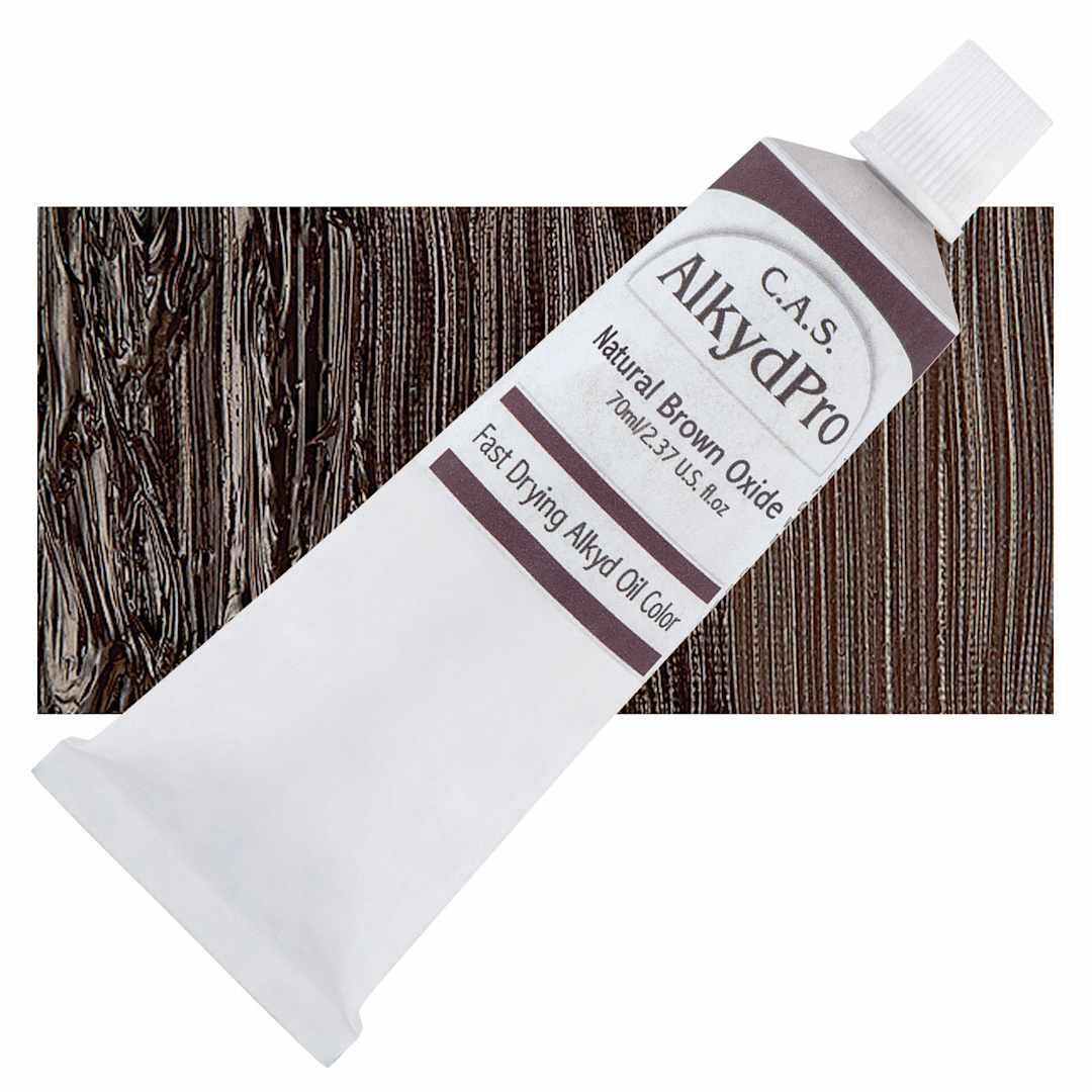 Open in modal - CAS AlkydPro Fast-Drying Alkyd Oil Color - Natural Brown Oxide, 70 ml tube and swatch