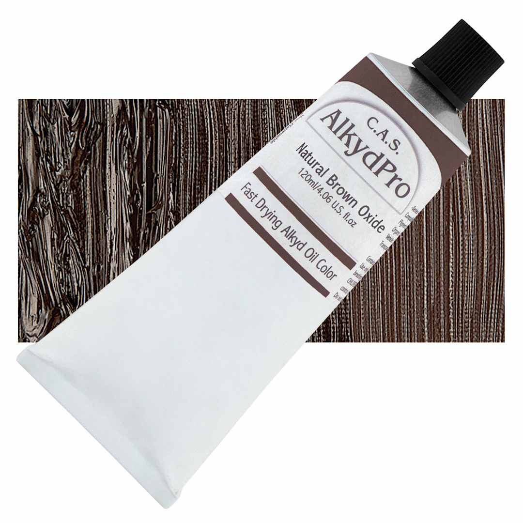 Open in modal - CAS AlkydPro Fast-Drying Alkyd Oil Color - Natural Brown Oxide, 120 ml tube and swatch