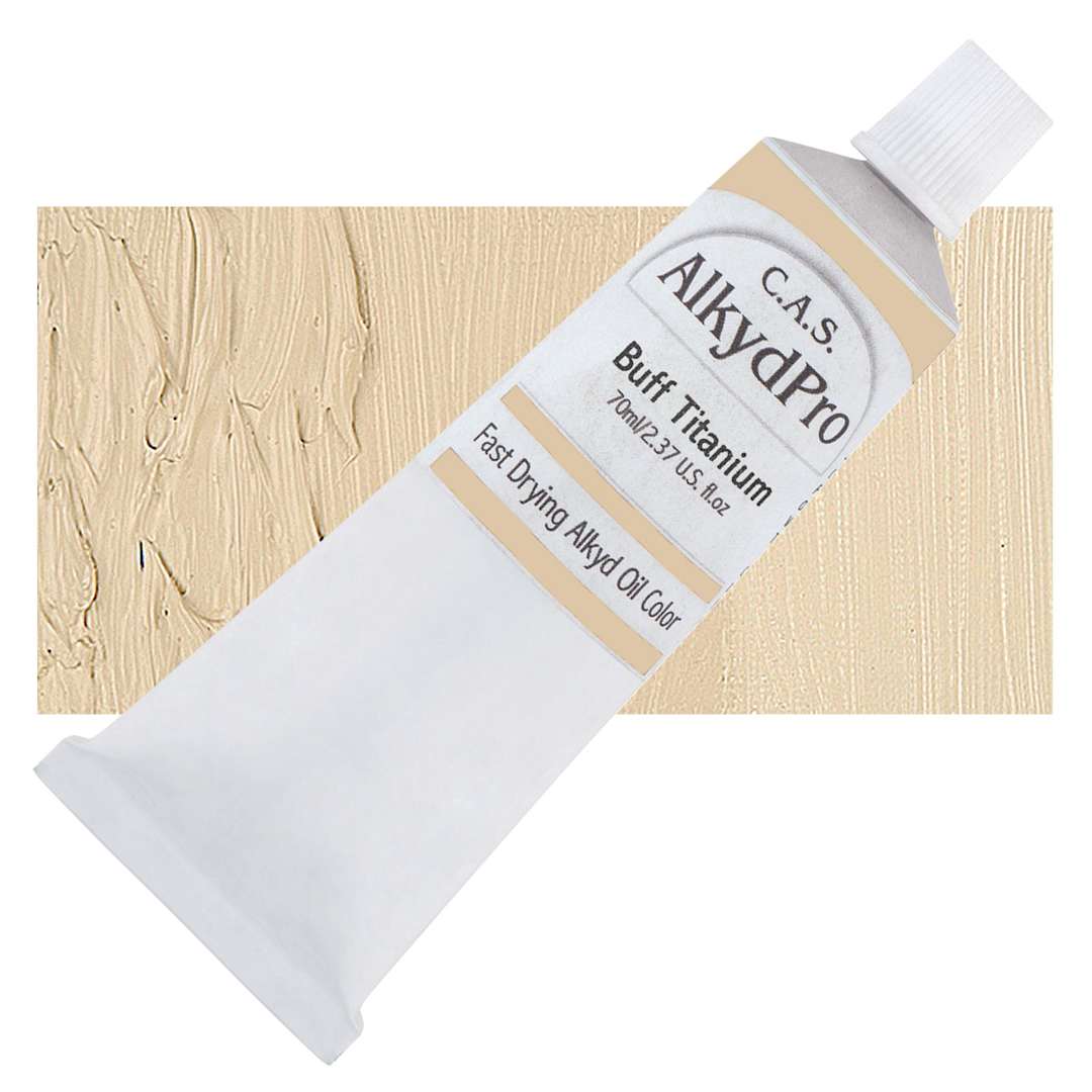 Open in modal - CAS AlkydPro Fast-Drying Alkyd Oil Color - Buff Titanium, 70 ml tube and swatch