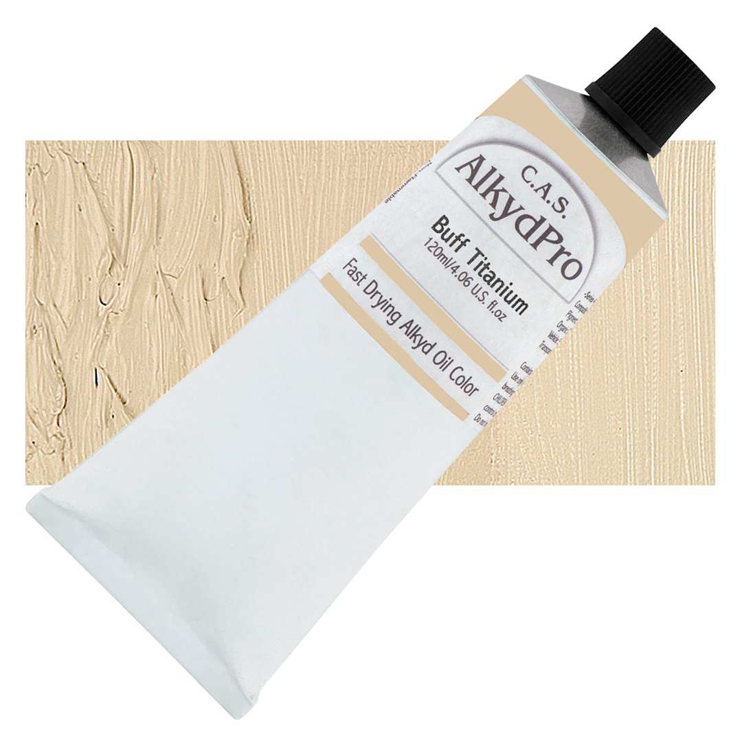 Open in modal - CAS AlkydPro Fast-Drying Alkyd Oil Color - Buff Titanium, 120 ml tube and swatch